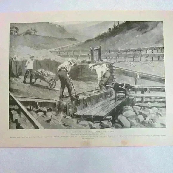 Art Print Canada Gold Mining Euston Klondike Washup Bonanza Creek Antique 1898 - Picture 1 of 10